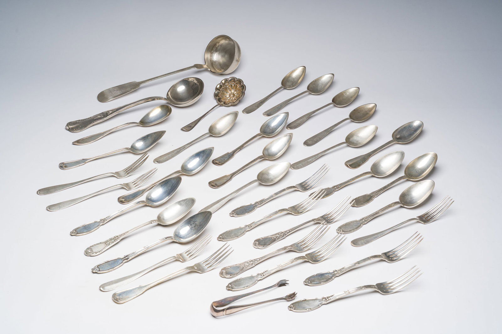 A varied collection silver and silver-plated cutlery, various styles and origins, Wolfers, Delheid, (1 of 12)