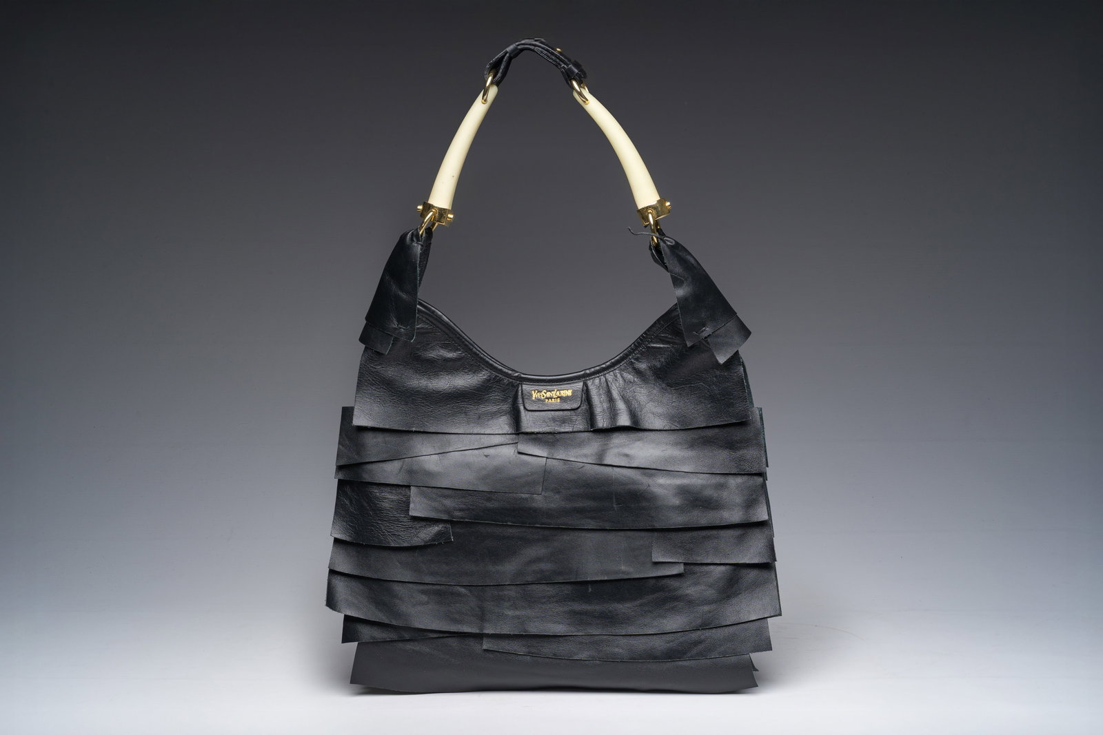 An Yves Saint Laurent black leather 'Saint Tropez' bag with horn handles, designed by Tom Ford, (1 of 3)