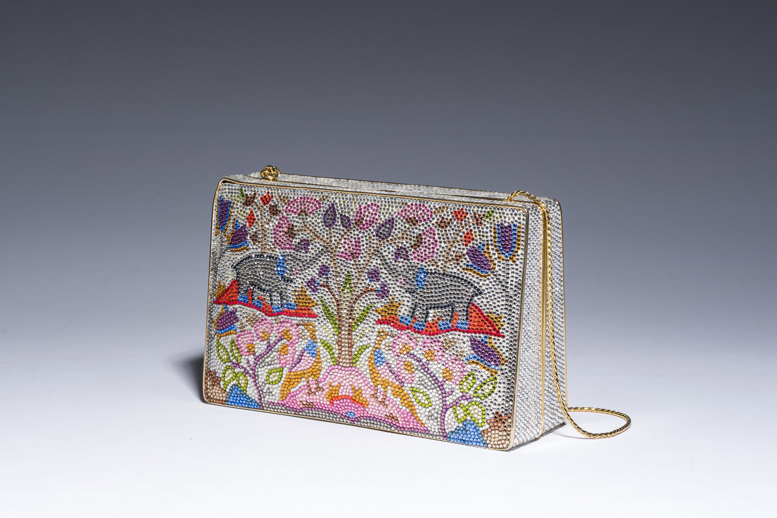 Judith Leiber (1921-2018): A Swarovski crystal embellished 'elephants' evening clutch bag, ca. 2000 (1 of 11)