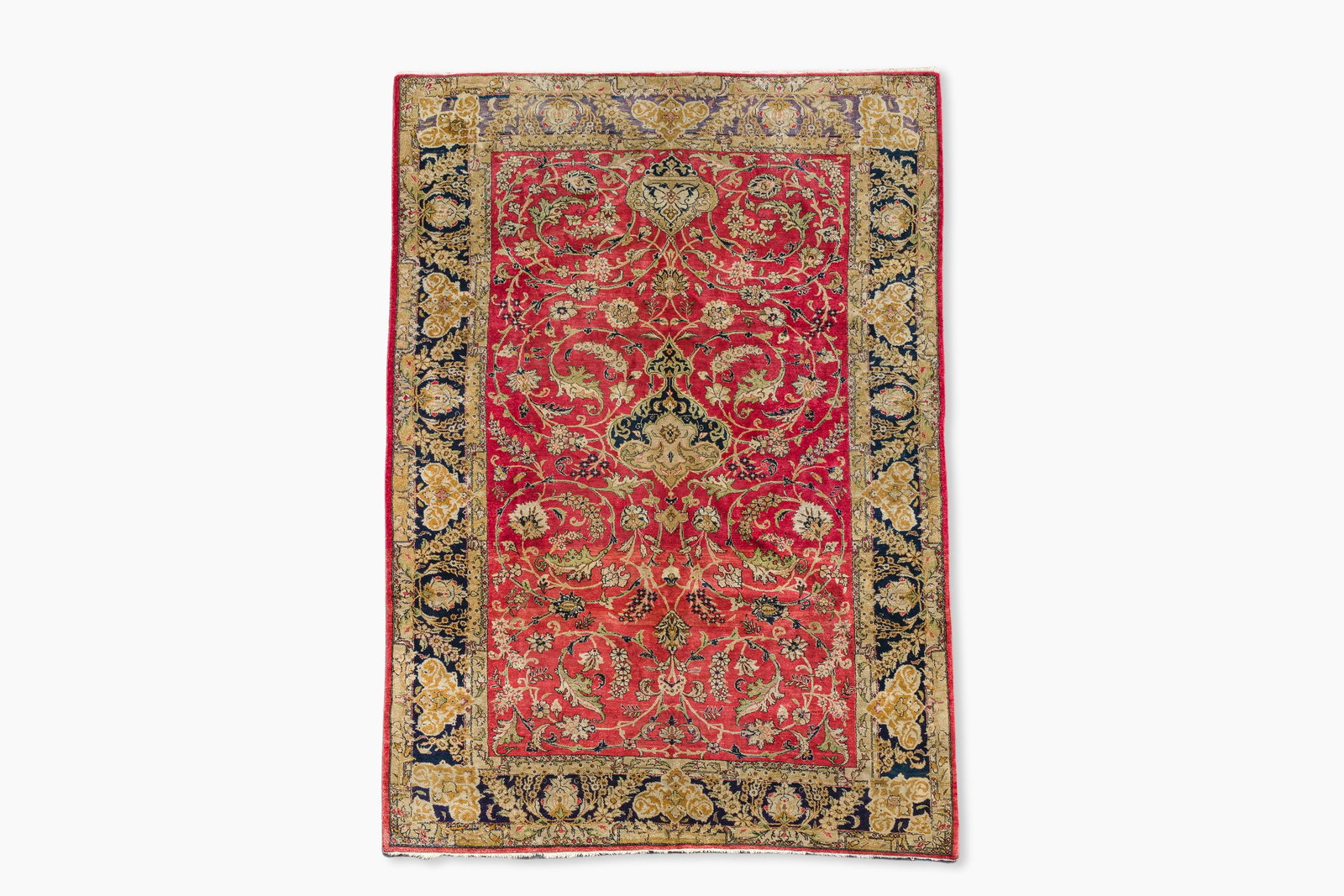 A Persian Isfahan silk rug with floral design, 20th C. (1 of 6)
