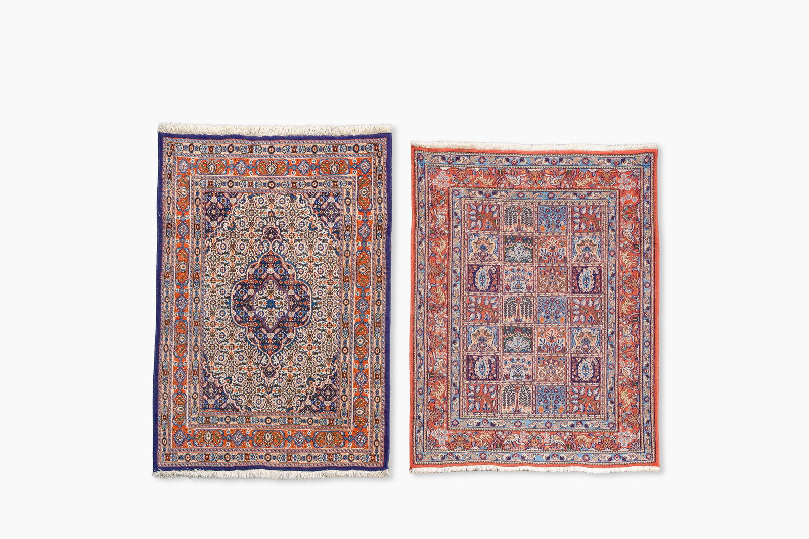 Two Persian Bakhtiar rugs with floral design, wool on cotton, 20th C. (1 of 6)