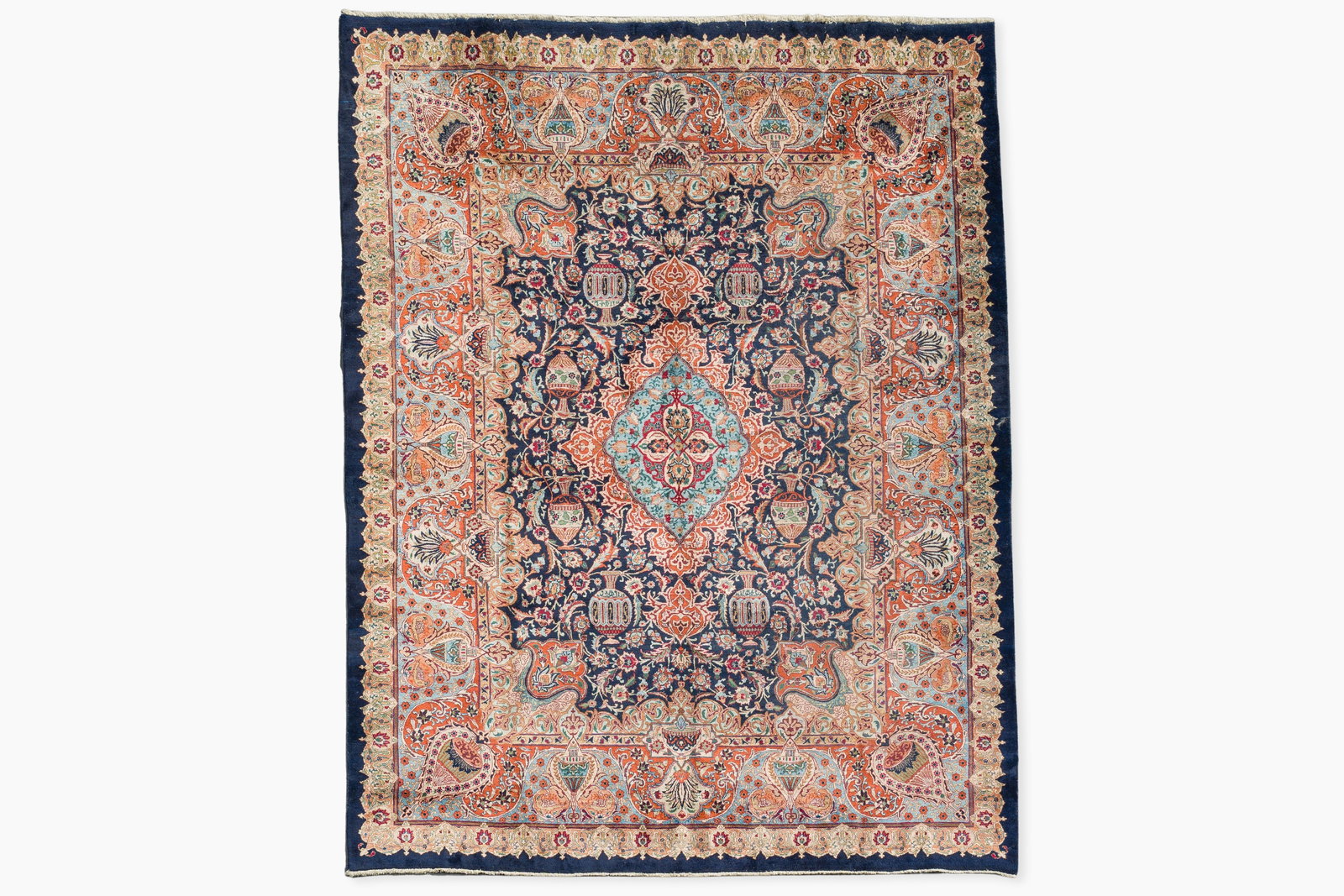 A Persian Kashmar rug with floral design, wool on cotton, 20th C. (1 of 7)