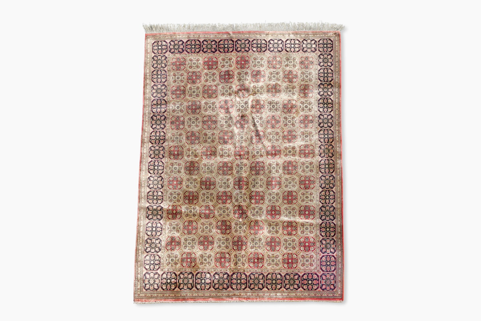 A Persian Qom (Qum/Ghom) silk rug with floral design, 20th C. (1 of 5)