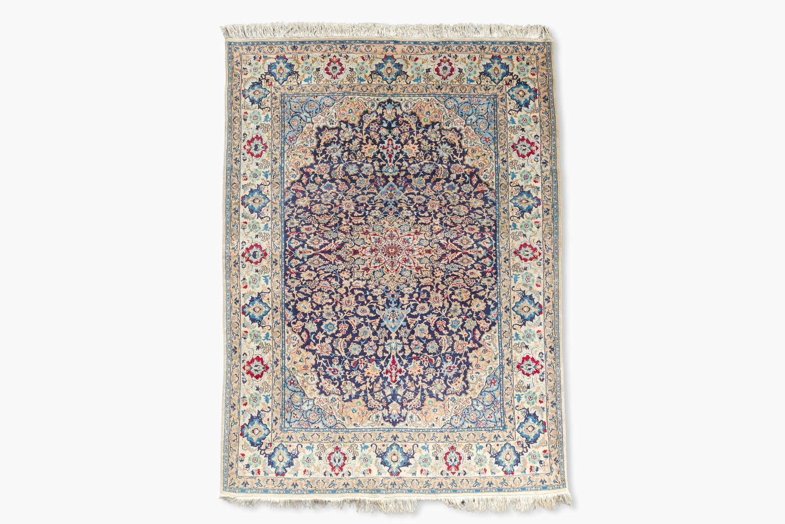 A Persian Nain rug with floral design, wool and silk on cotton, 20th C.: A Persian Nain rug with floral design, wool and silk on cotton, 20th C. 251 x 166,5 cm