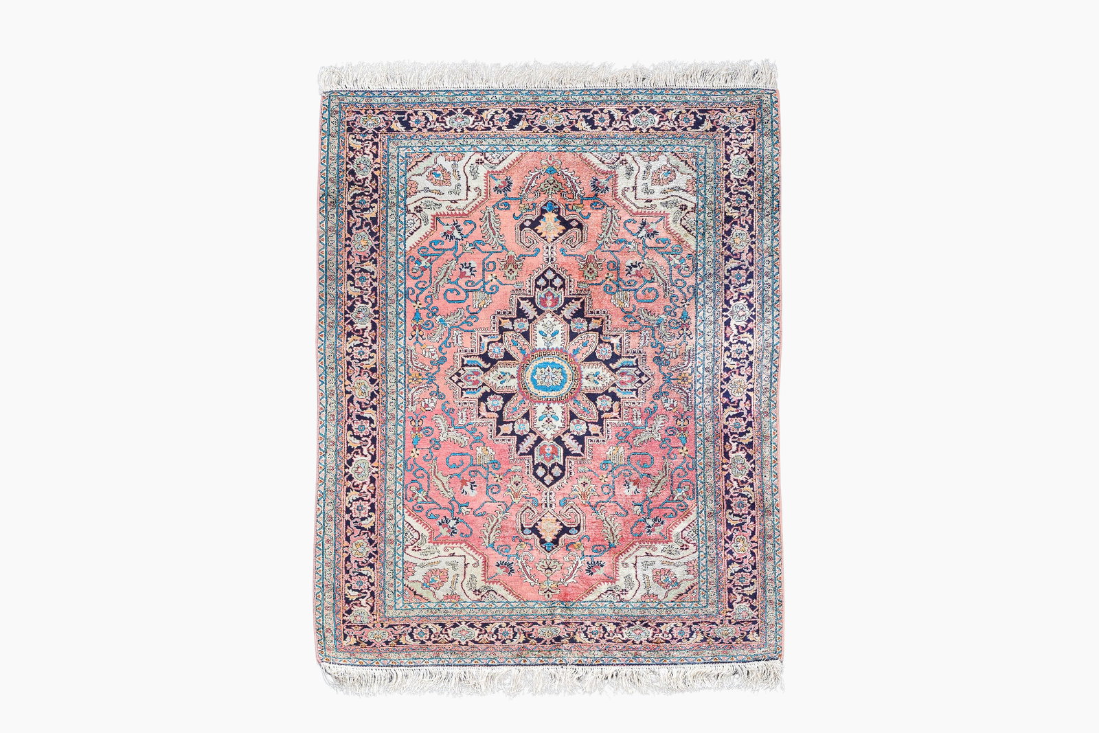 A Persian silk rug with Heriz design, 20th C. (1 of 5)