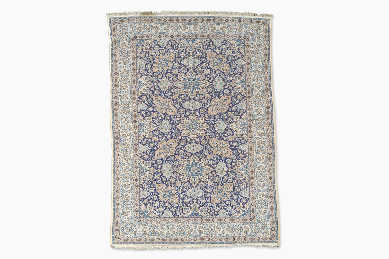 A Persian Nain rug with floral design, wool and silk on cotton, 20th C. (1 of 5)