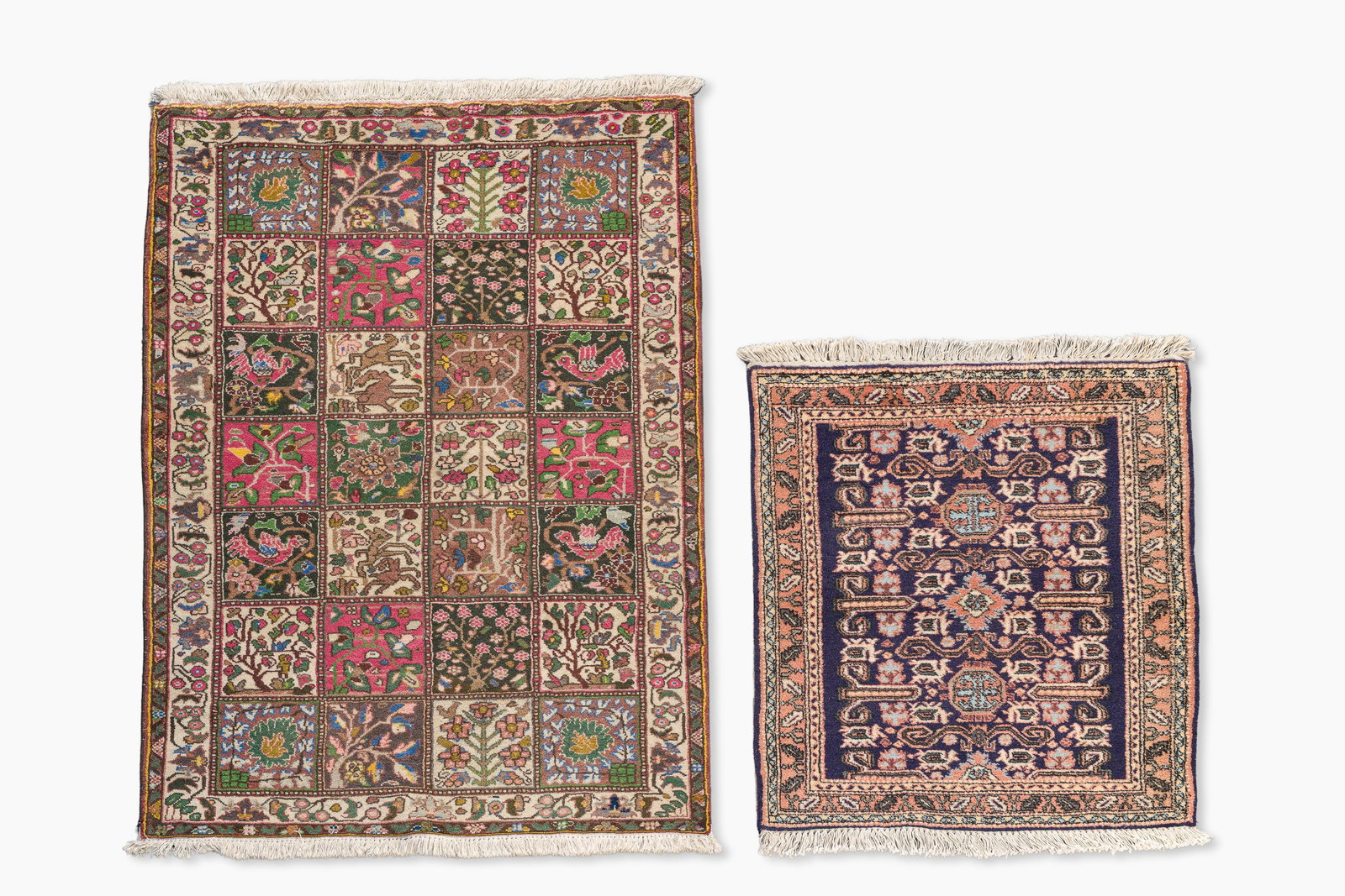 Two Persian Bakhtiar and Ardebil rugs with floral design, wool on cotton, 20th C. (1 of 6)