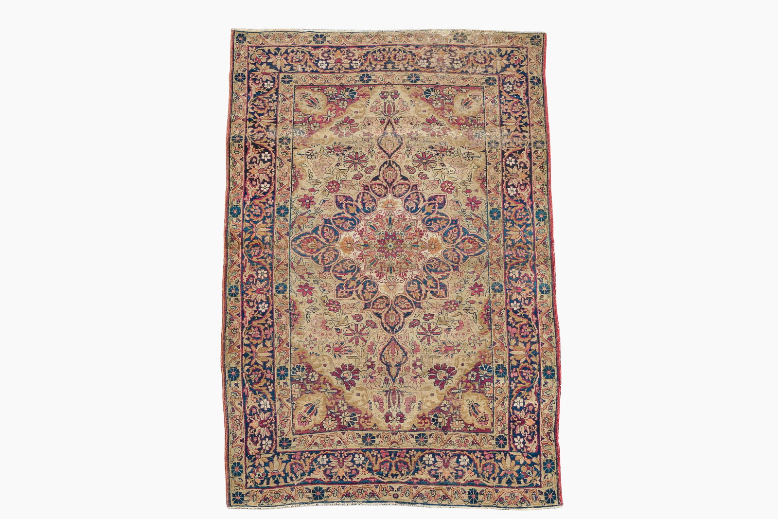 A Persian Kerman (Kirman) rug with floral design, wool on cotton, 19th C. (1 of 6)