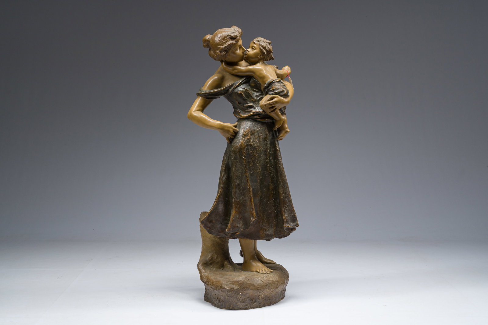 Luca Madrassi (1848-1919): Mother and child, polychrome decorated terracotta (1 of 14)