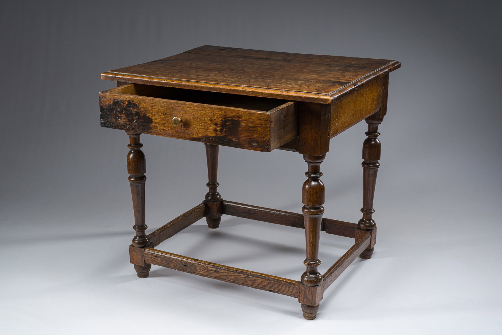 A Flemish oak money changer table with one drawer, 18th C. (1 of 8)