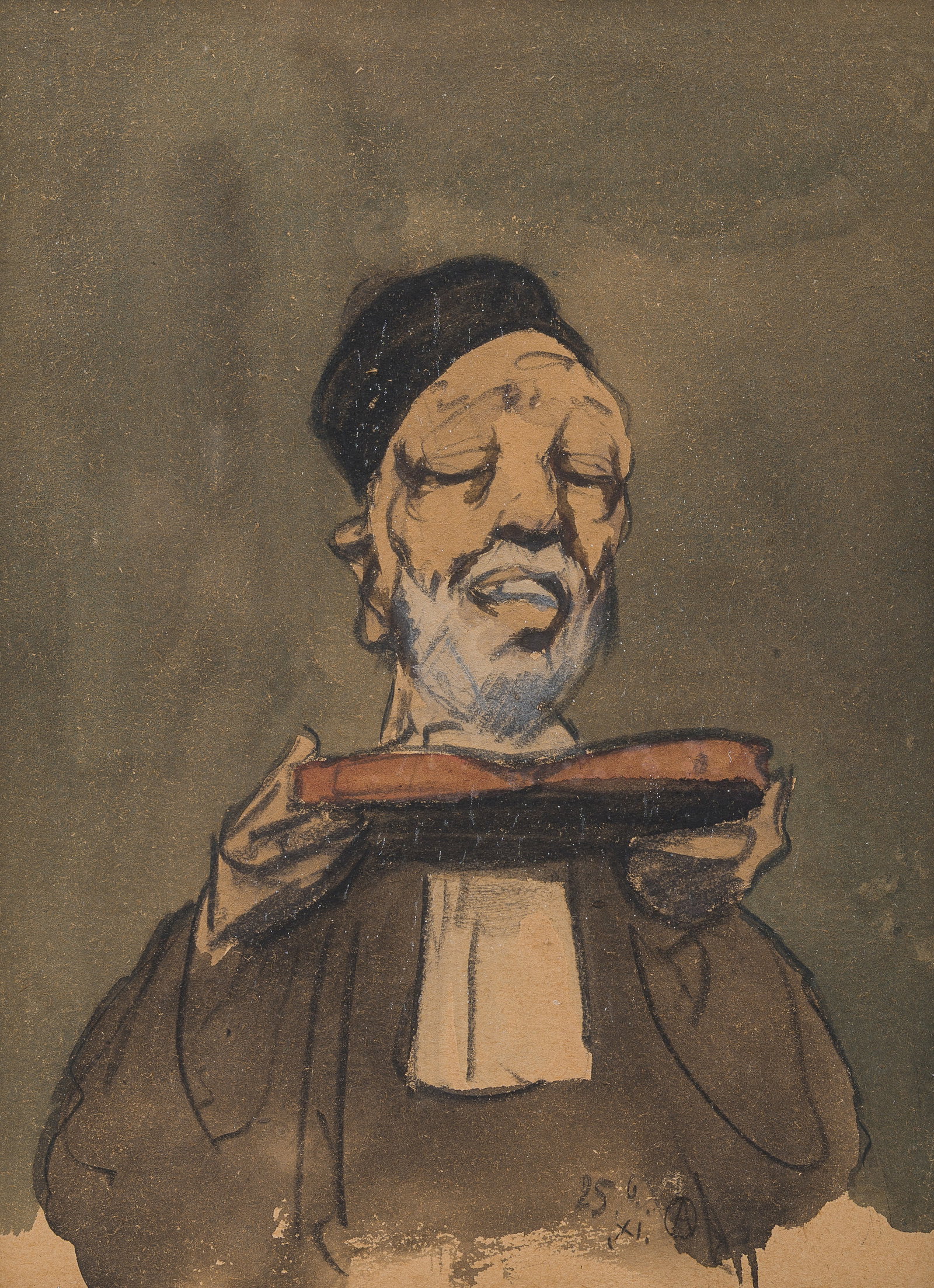 Alfred Ost (1884-1945): The judge, charcoal and watercolour on paper, dated 25 June (19)11 (1 of 5)