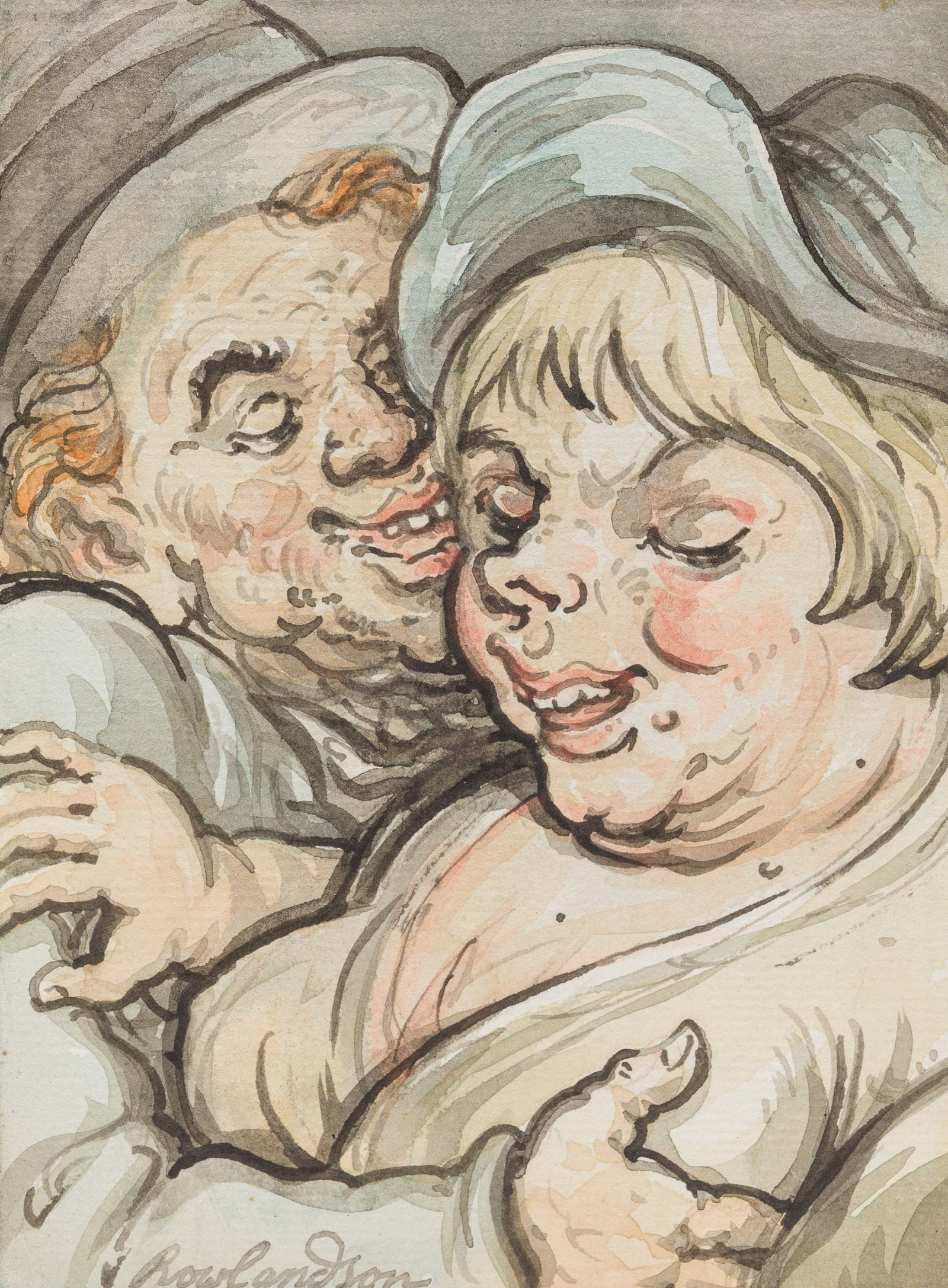 Thomas Rowlandson (1756-1827, in the manner of): The unwanted touch, watercolour on paper, 19th C. (1 of 4)