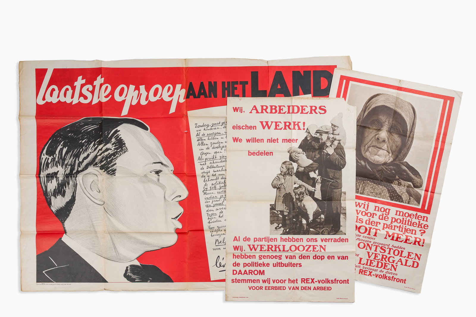 Three election posters of the Rex party led by Leon Degrelle, dated 1936 (1 of 5)
