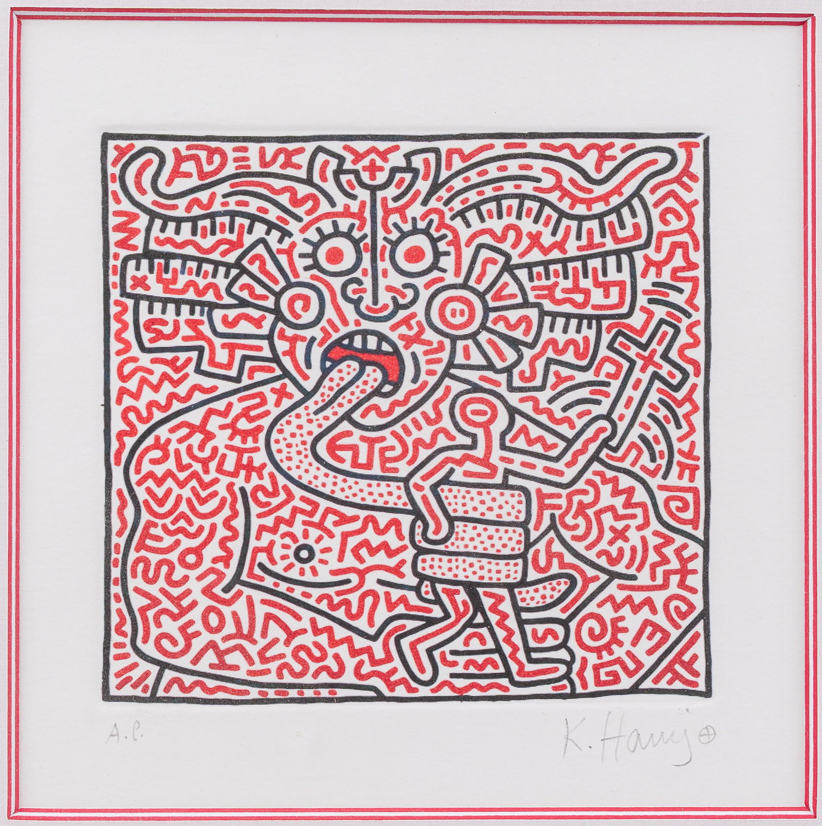 Keith Haring (1958-1990): 'Man and Medusa', screenprint in colours, ed. A.P. (1 of 5)