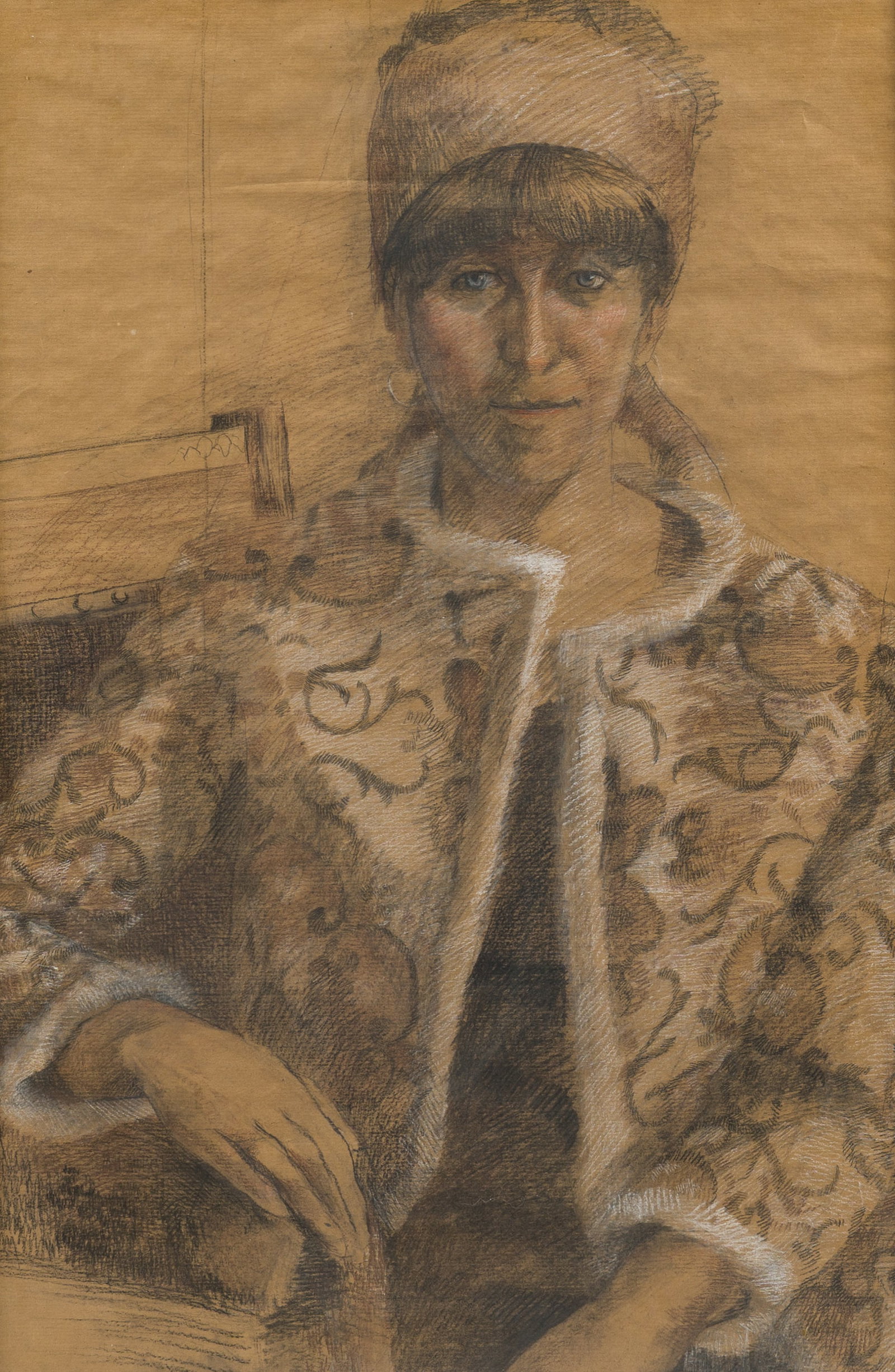 Belgian school: Portrait of a lady, mixed media on paper, first half 20th C. (1 of 4)