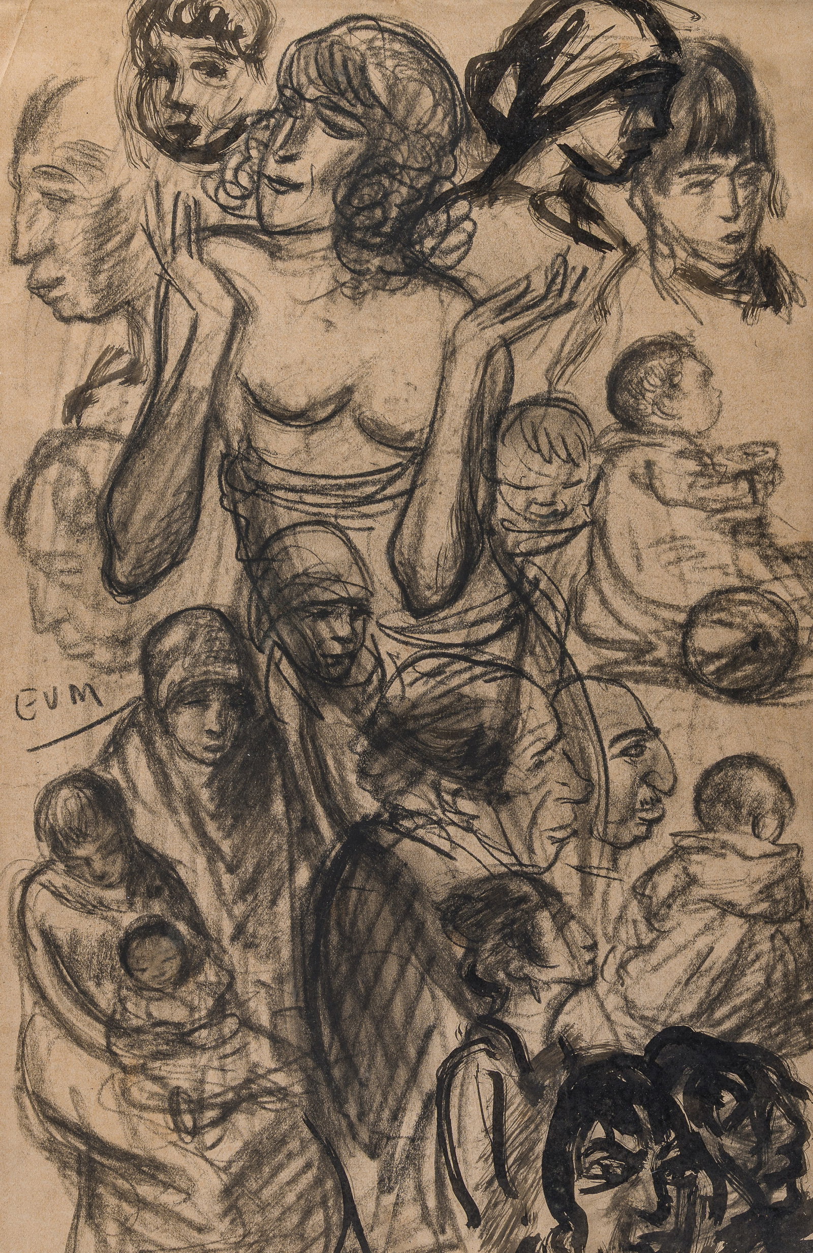Eugeen Van Mieghem (1875-1930): A cross-section of society, mixed media on paper: Eugeen Van Mieghem (1875-1930): A cross-section of society, mixed media on paper Work: 31,5 x 20,5 cm Frame: 42 x 31 cm