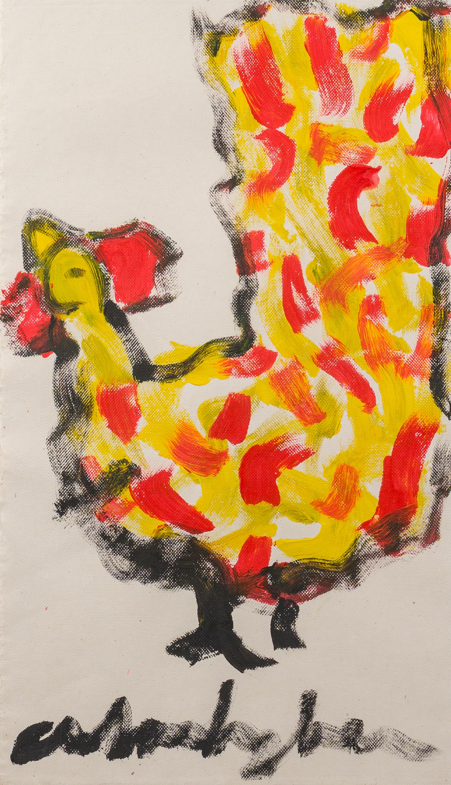 Anton Heyboer (1924-2005): Chicken, acrylic on paper (1 of 4)