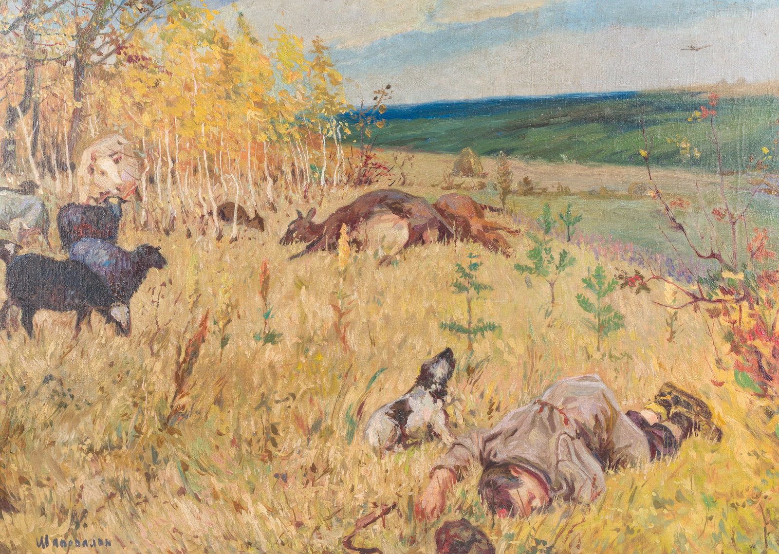 Russian school, signed Shapovalov, follower of Arkady Alexandrovich Plastov (1893-1972): The fascist (1 of 7)