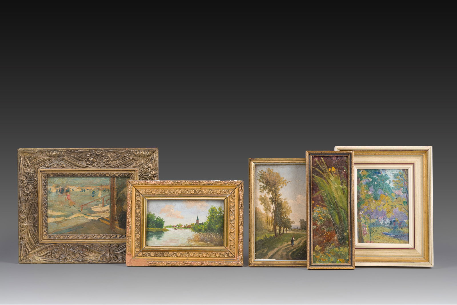 European school: Five various paintings, oil on canvas and panel, 19th/20th C. (1 of 10)