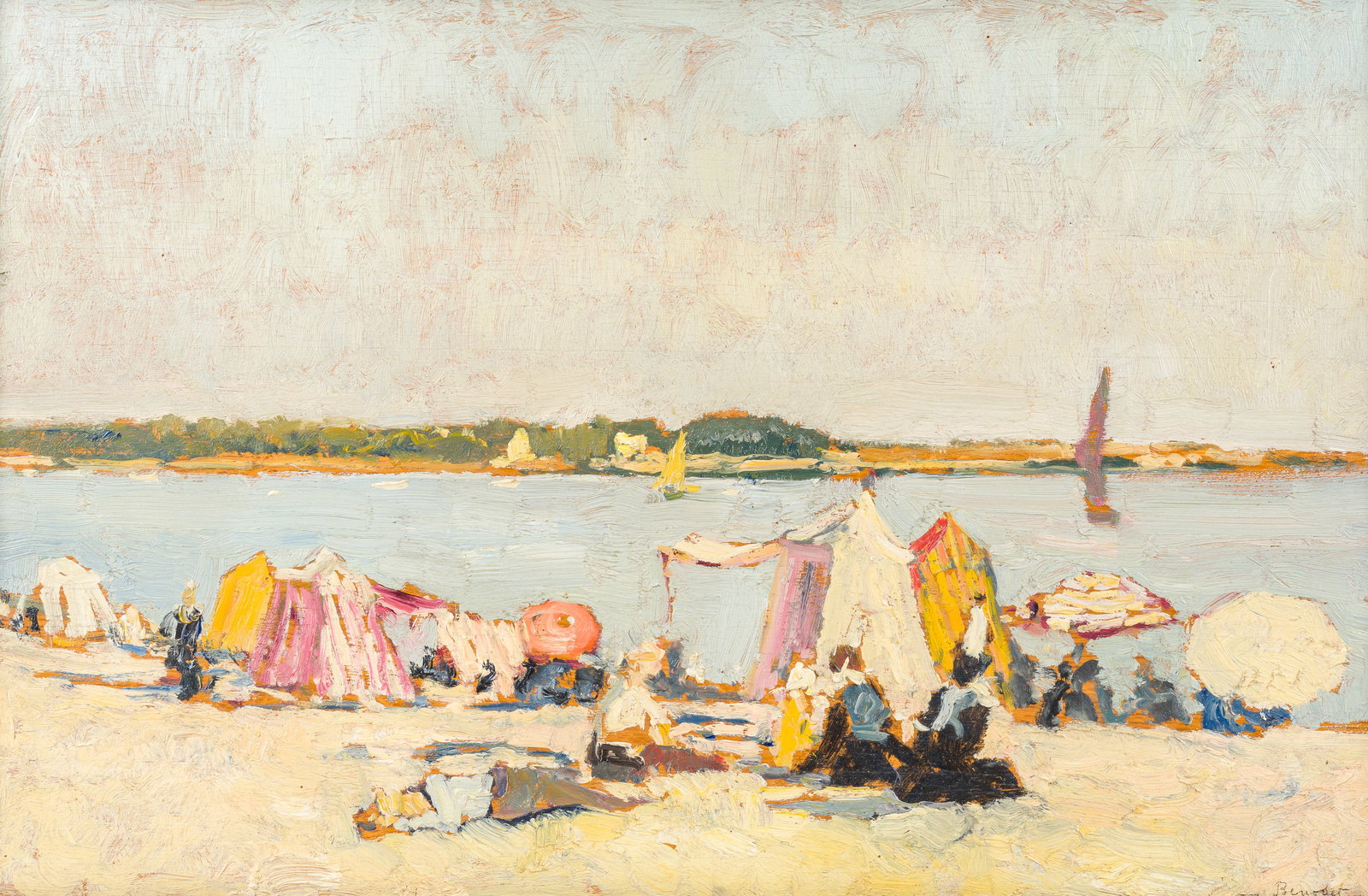 Frans Smeers (1873-1960): 'Benodet', oil on board, dated (19)33: Frans Smeers (1873-1960): 'Benodet', oil on board, dated (19)33 Work: 49,5 x 32 cm Frame: 76 x 60 cm