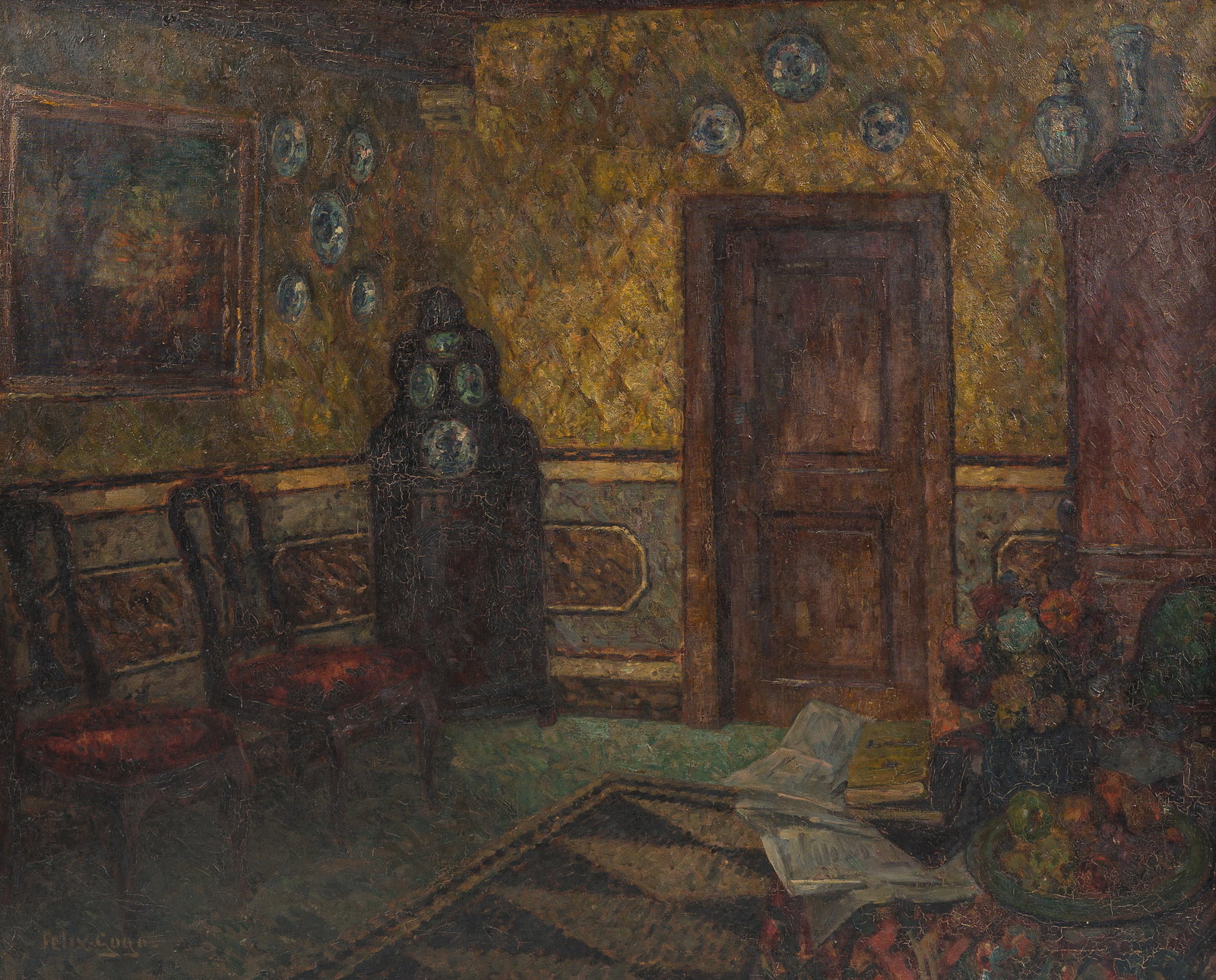 Felix Gogo (1872-1953): 'Hollandsch interieur' (A Dutch interior), oil on canvas (1 of 7)