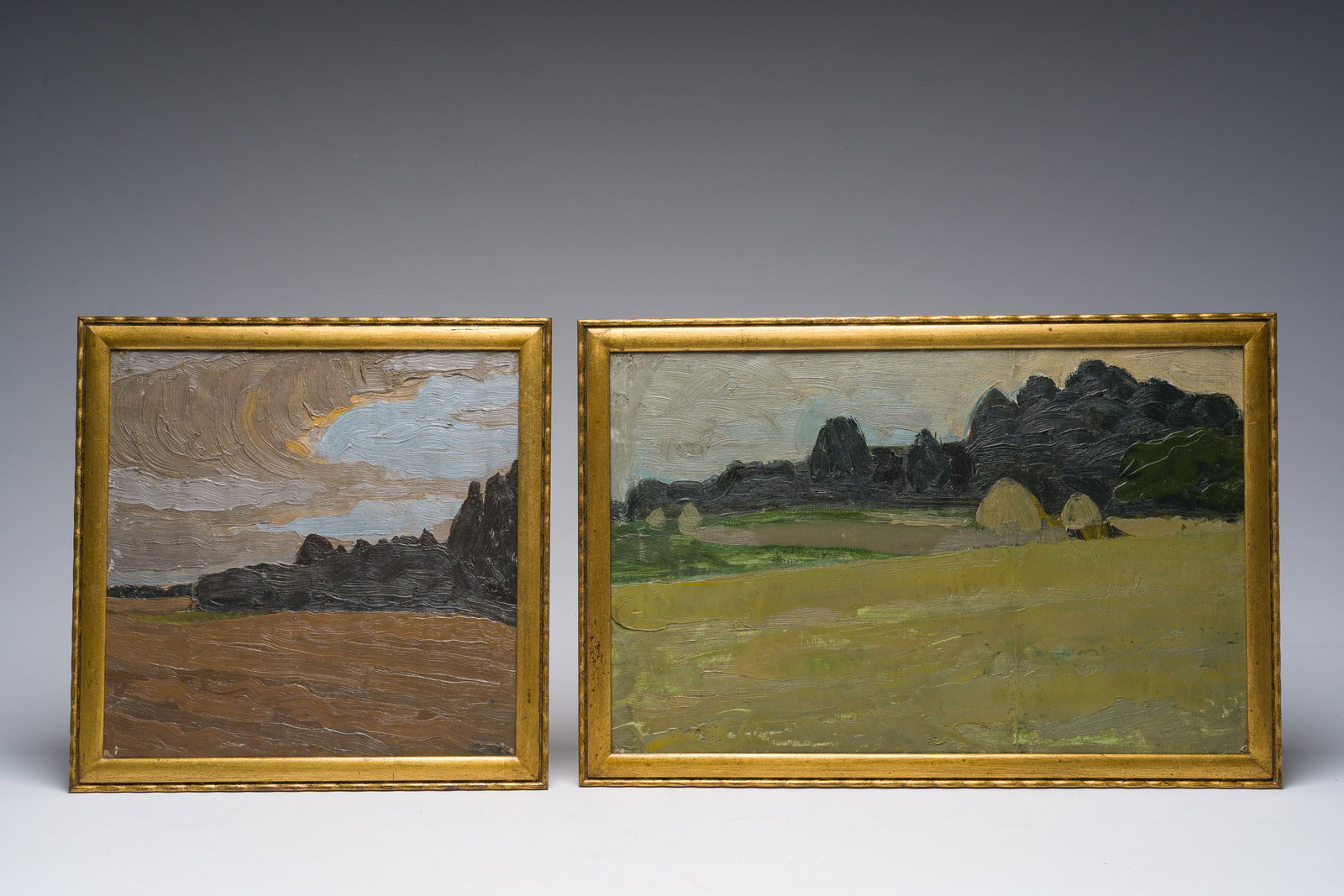 Belgian school, monogrammed A.S. (Albert Servaes, 1883-1966): Two landscapes, oil on canvas (1 of 5)