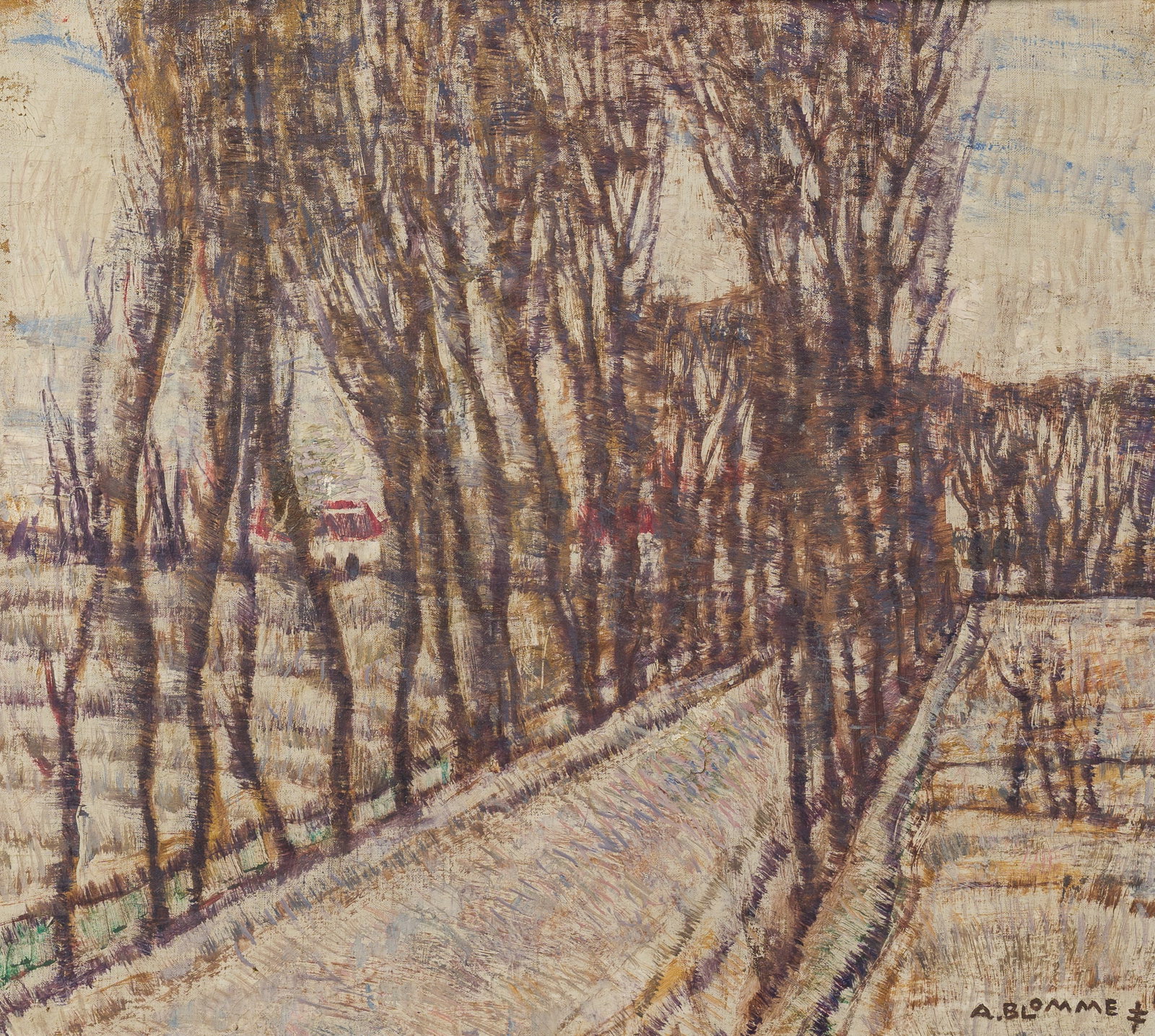 Alfons Blomme (1889-1979): Landscape with a row of trees, oil on canvas (1 of 5)