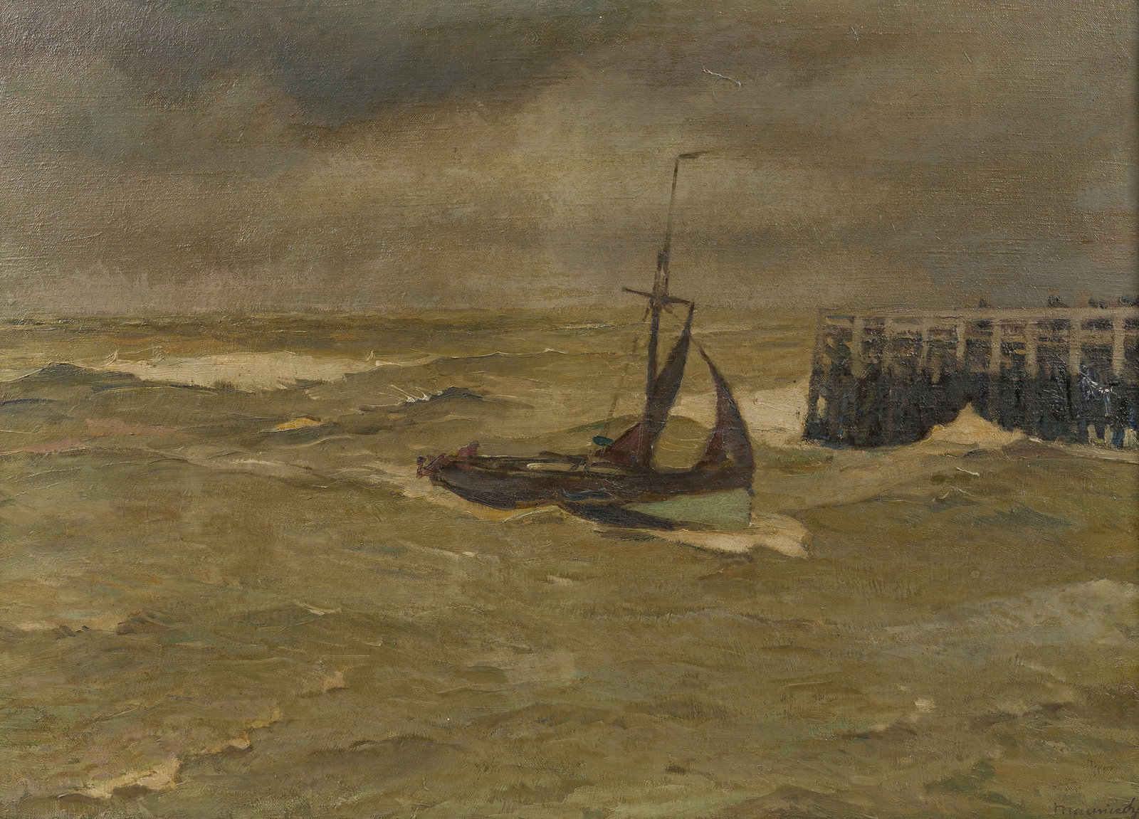 Maurice Sys (1880-1972): 'Barre Noordzee' (Harsh North Sea), oil on canvas (1 of 5)