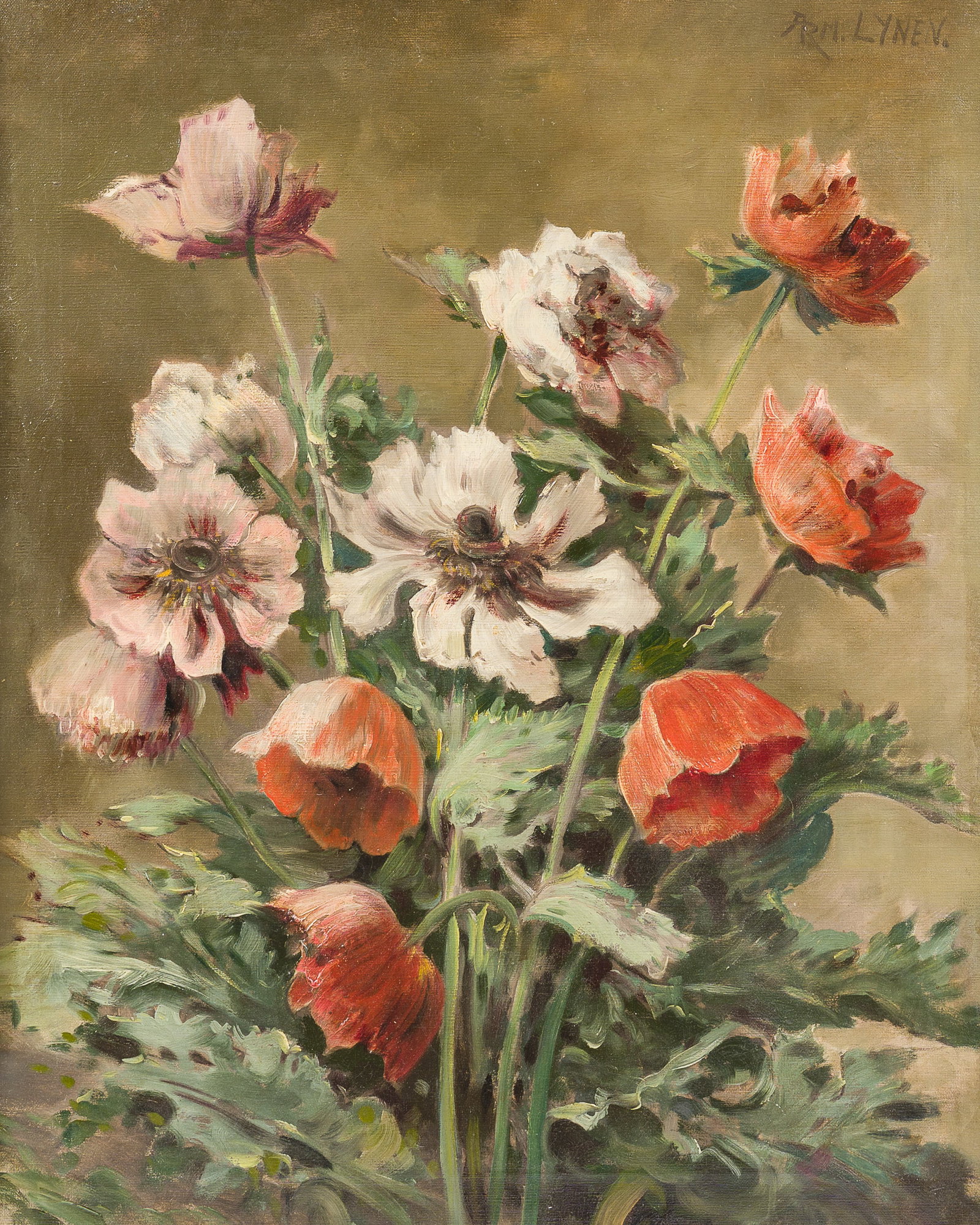 Armand Lynen (1849-1932): Flower still life, oil on canvas (1 of 5)