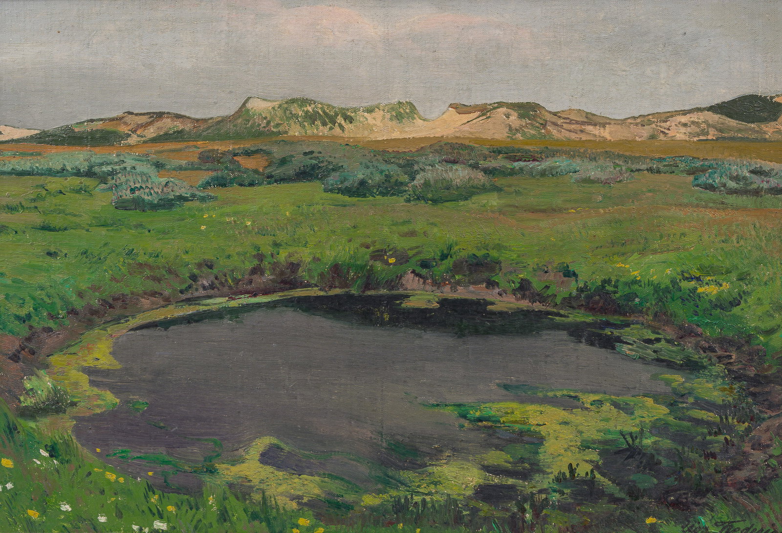 Leon Frederic (1856-1940): 'Dunes a Heyst sur Mer', oil on board (1 of 6)