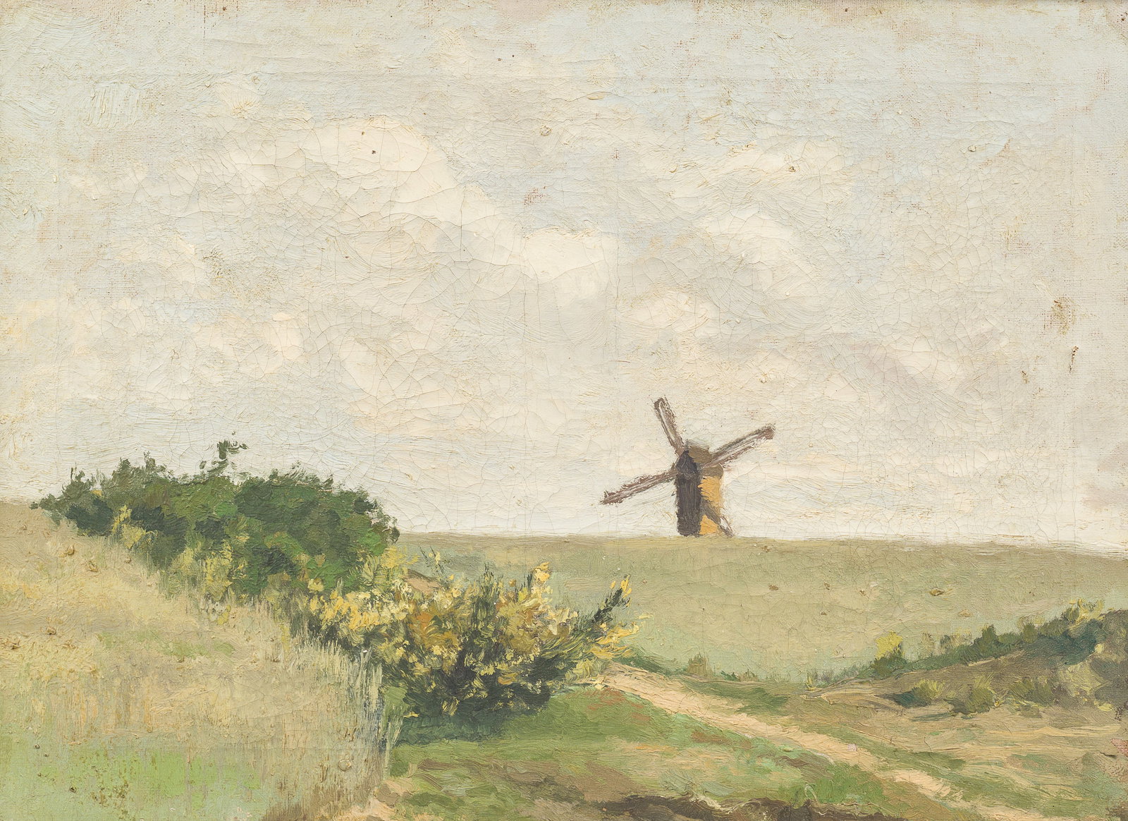 Belgian school: A landscape with a mill, oil on canvas, late 19th C. (1 of 3)