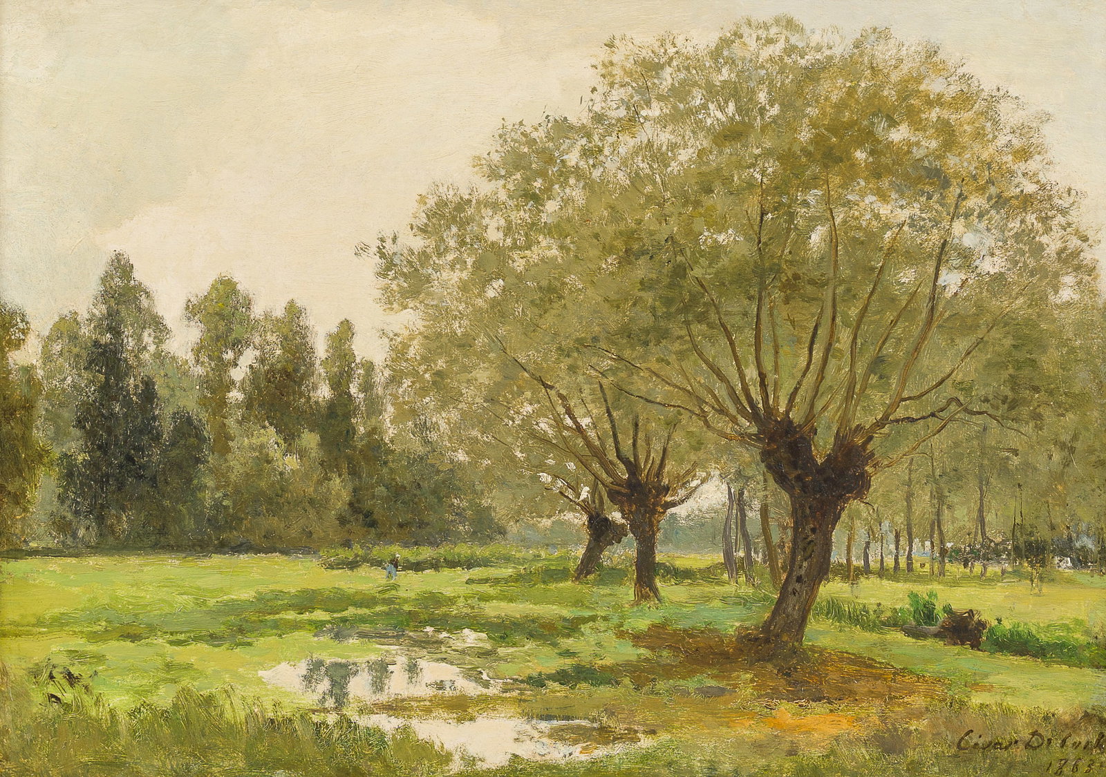 Cesar De Cock (1823-1904): Landscape in Gournay, oil on canvas, dated 1863 (1 of 5)