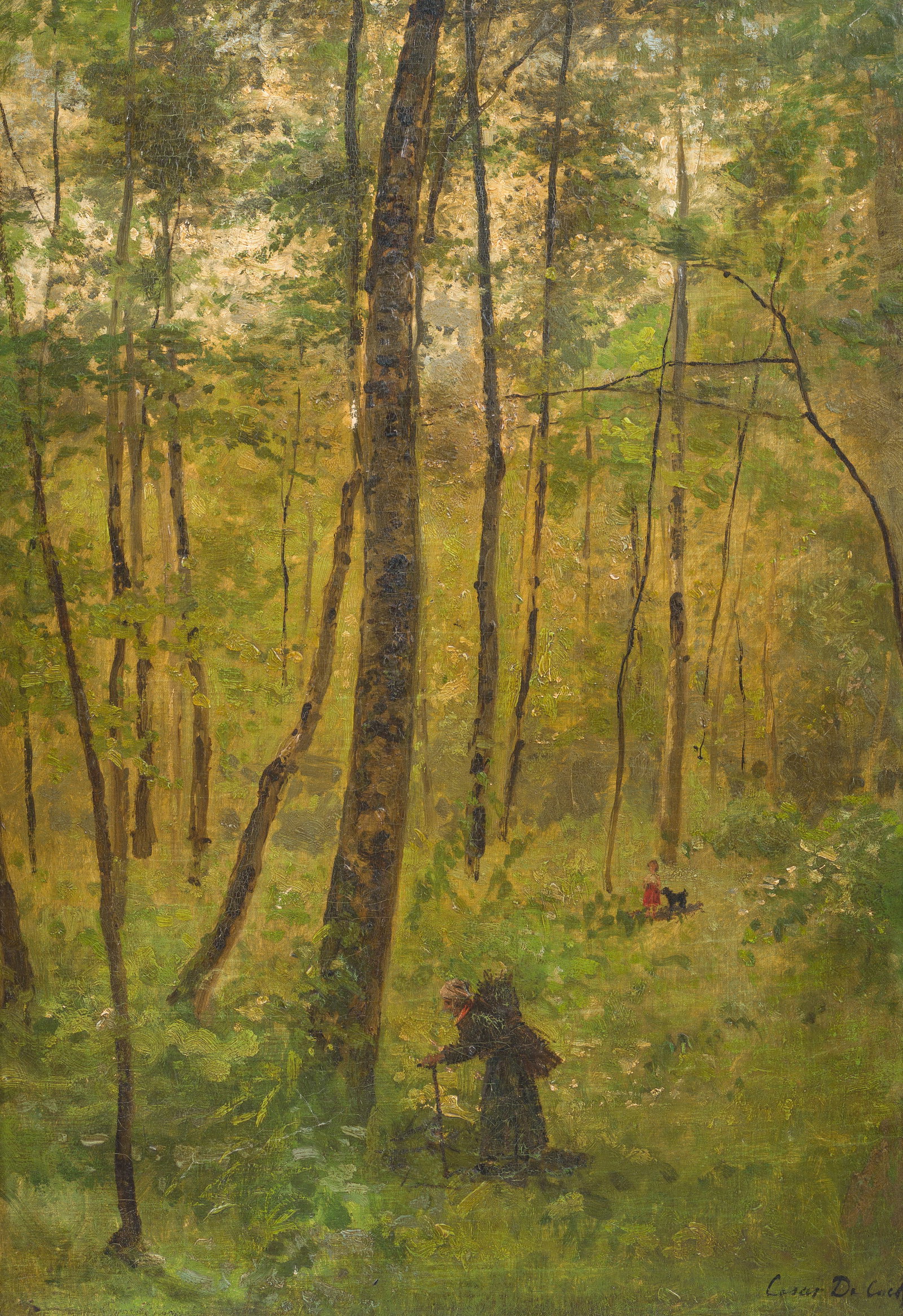 Cesar De Cock (1823-1904): Animated sous-bois, oil on canvas (1 of 4)