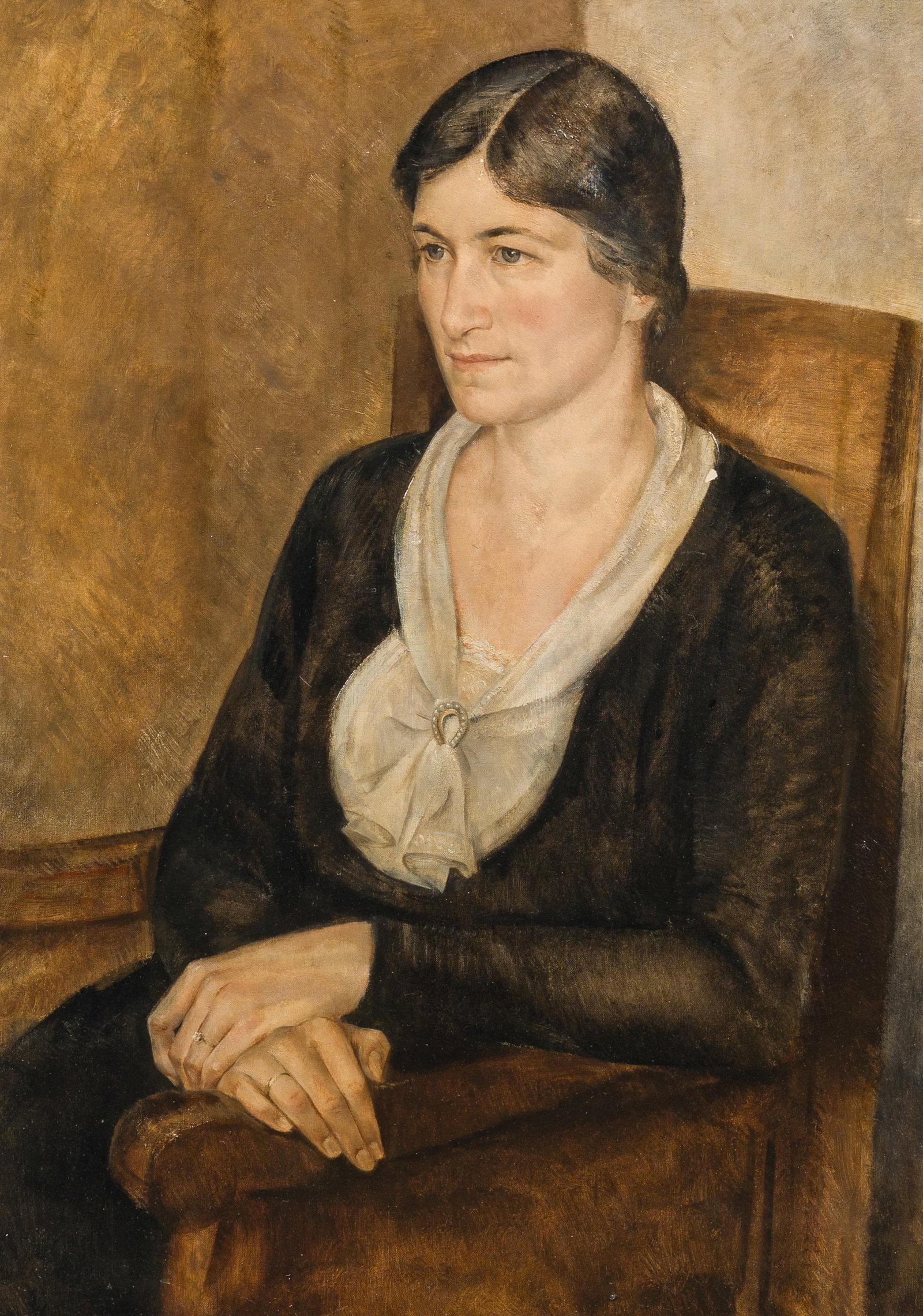 Belgian school: Portrait of a lady seated in an armchair, oil on canvas, first half 20th C. (1 of 4)