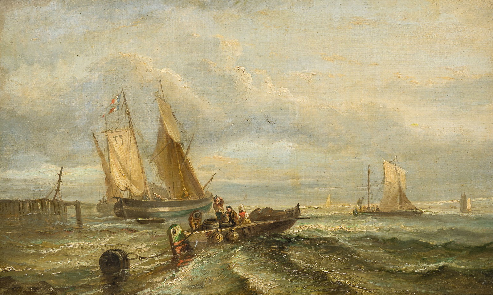 Francois Etienne Musin (1820-1888, in the manner of): Marine, oil on canvas, 19th C. (1 of 5)