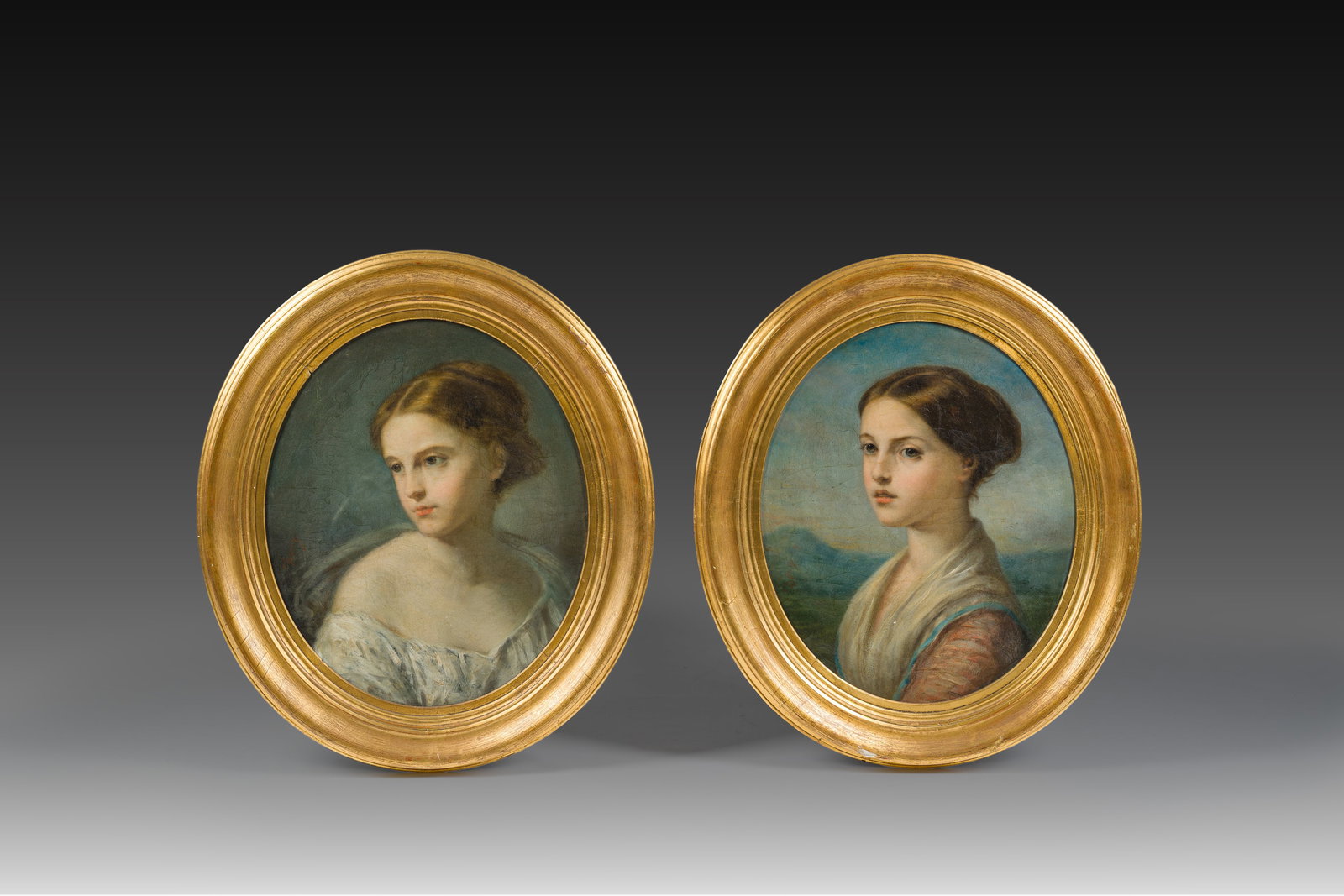 German school, signed, in the manner of Franz Xaver Winterthaler (1805-1873): A pair of ladies' (1 of 6)