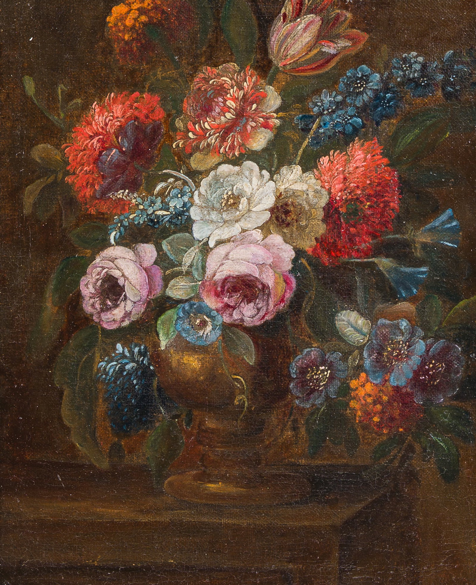 European School: Still life with flowers, oil on canvas, 19th C. (1 of 4)