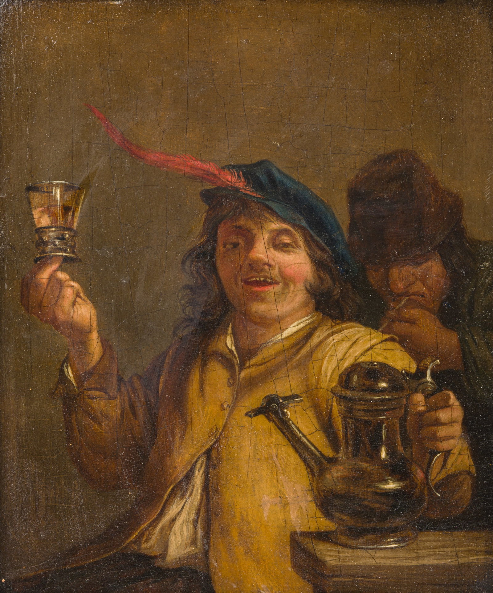 Flemish school, follower of David Teniers II (1610-1690): The taste, oil on panel, late 18th C. (1 of 4)
