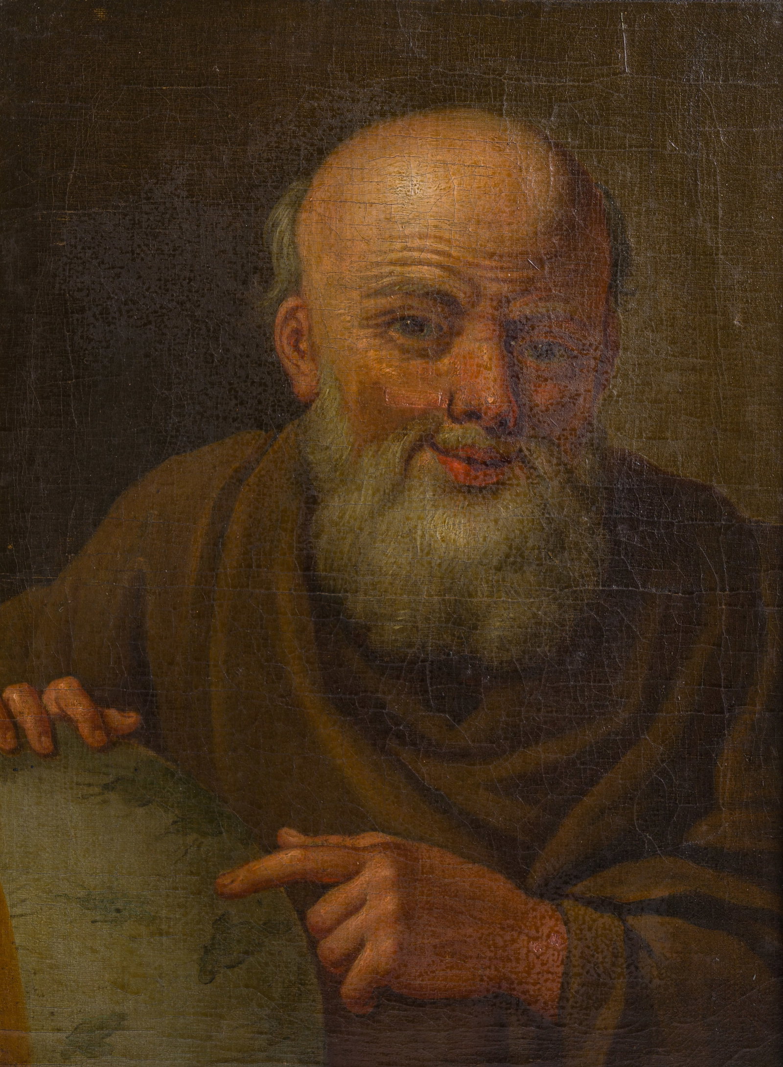 Flemish school: Democritus, oil on canvas, 18th C. (1 of 3)