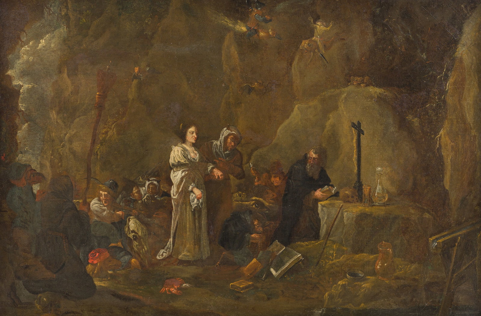 Flemish school, follower of David Teniers (1610-1690): The temptations of Saint Anthony the abbot, (1 of 6)