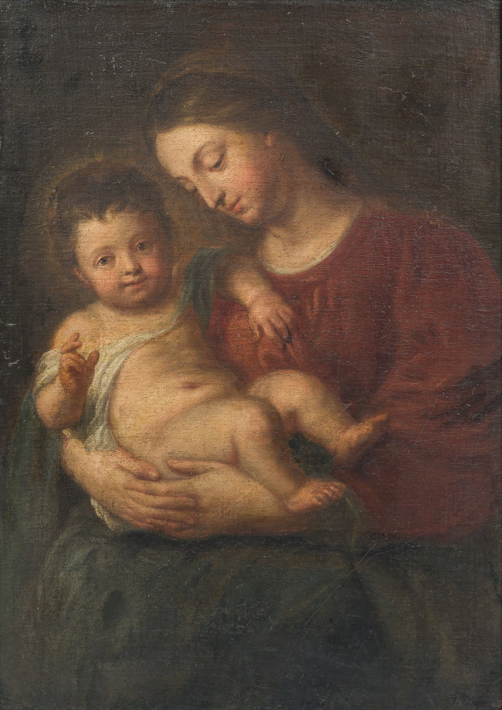 Flemish school, follower of Peter Paul Rubens (1577-1640): Madonna and Child, oil on canvas (1 of 4)