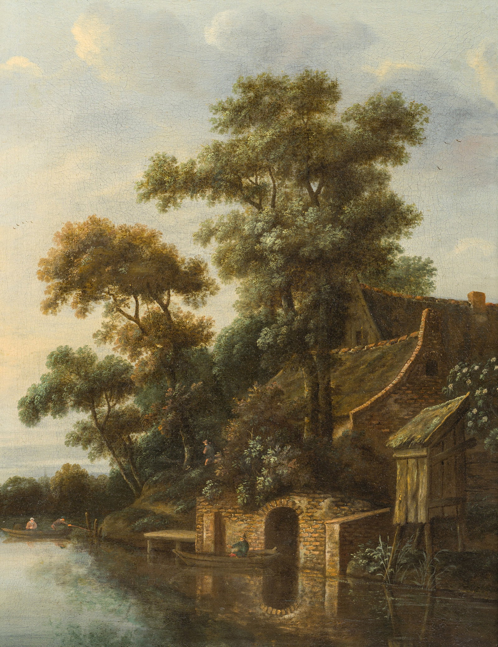 Cornelis Gerritsz. Decker (1615-1678, attributed to): Animated river landscape with a farm on the (1 of 6)