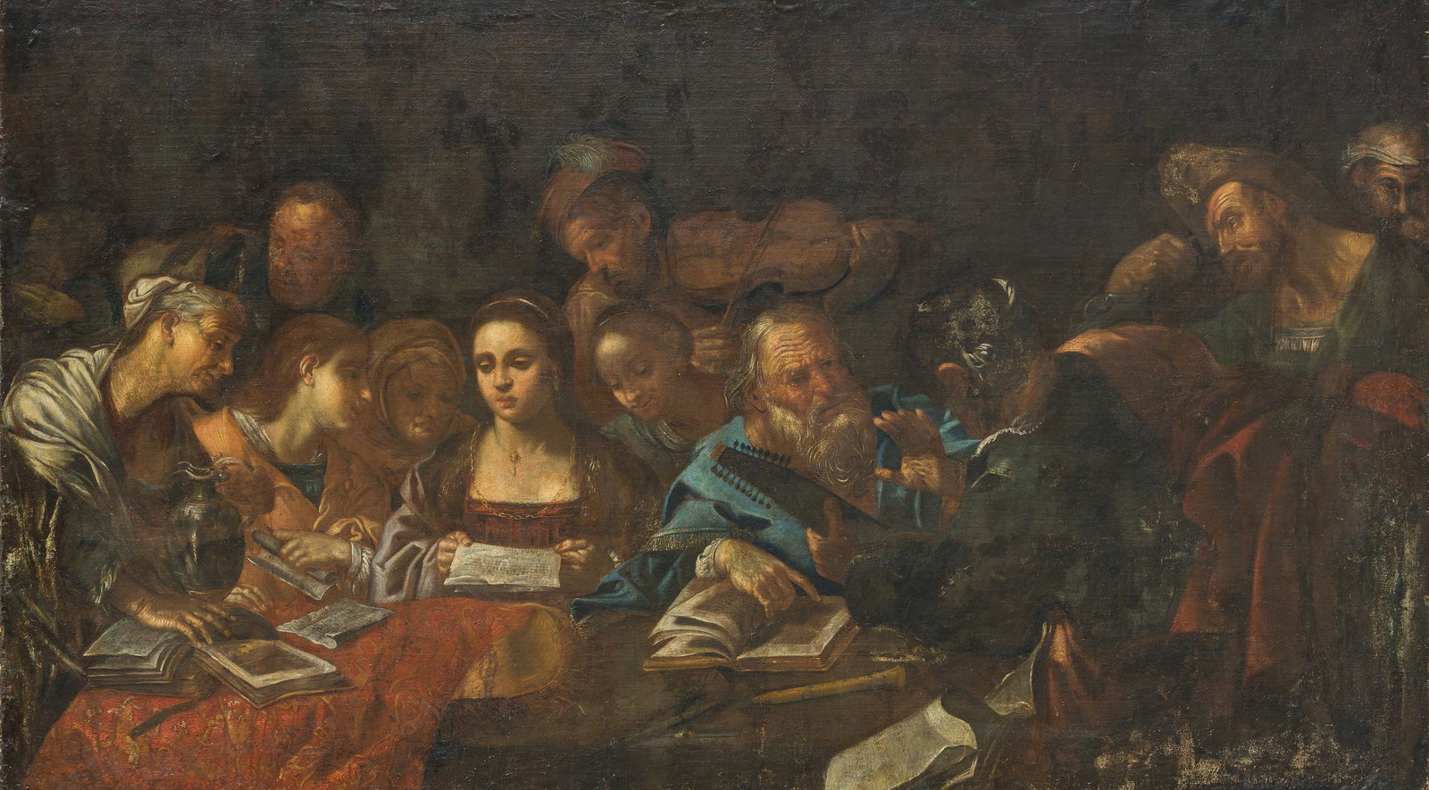 Italian school: The musical company, oil on canvas, 17th C. (1 of 8)