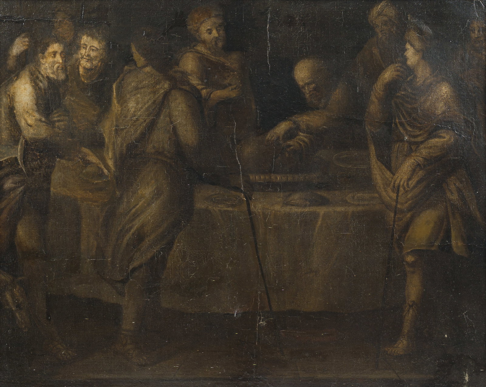 School of the Netherlands: Neoclassical banquet scene, oil on canvas, 18th C. (1 of 5)