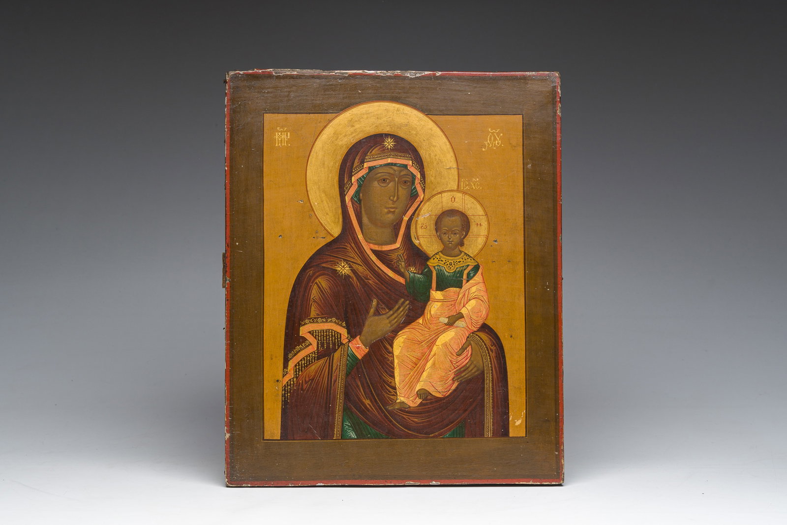 A Russian orthodox 'Mother of God' icon, 19th C. (1 of 3)