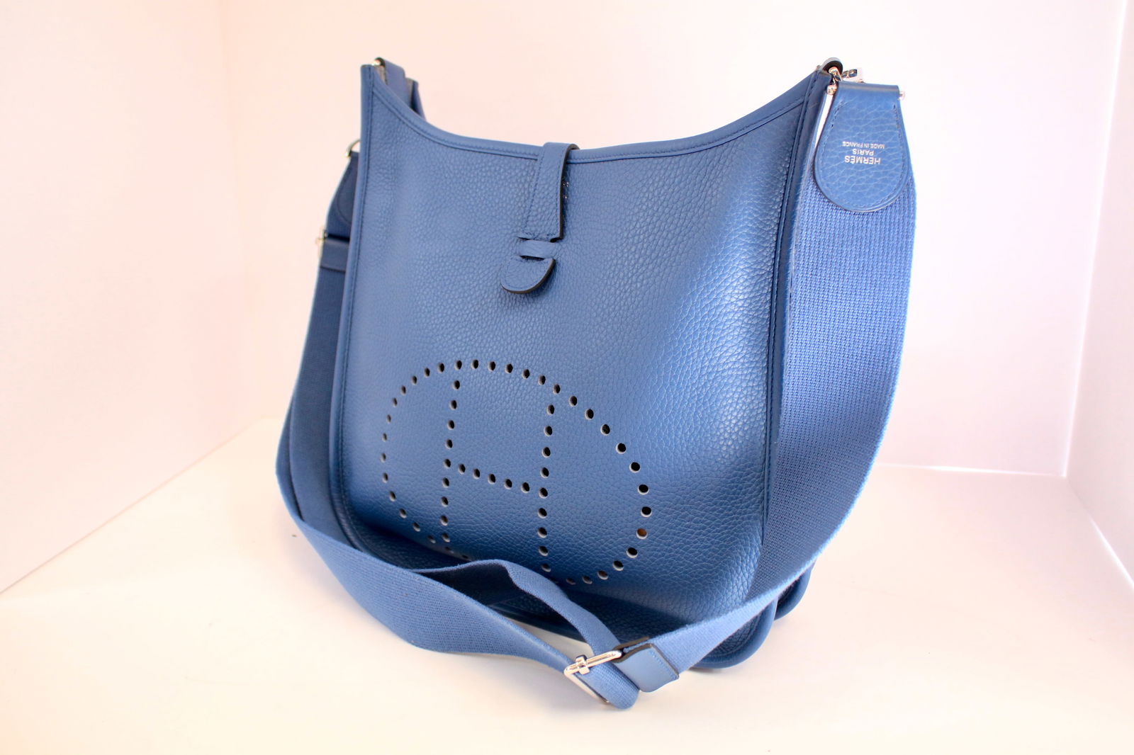 Hermes Navy Clemence Leather Evelyne III PM Crossbody Bag (1 of 7)