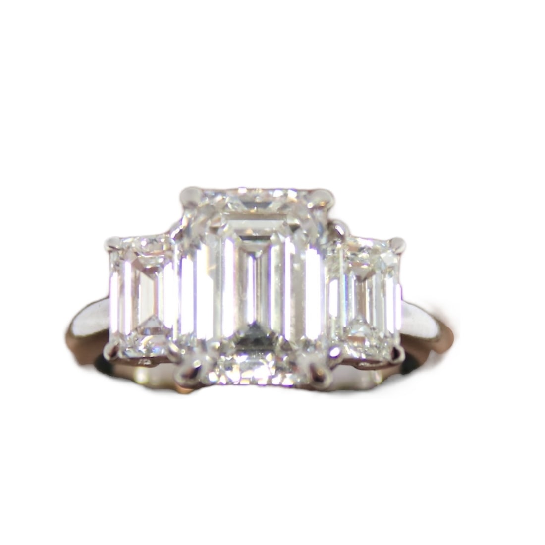 3-Stone Baguette ICI Certified Lab Diamond Ring in Platinum setting (Sz 6) (1 of 5)