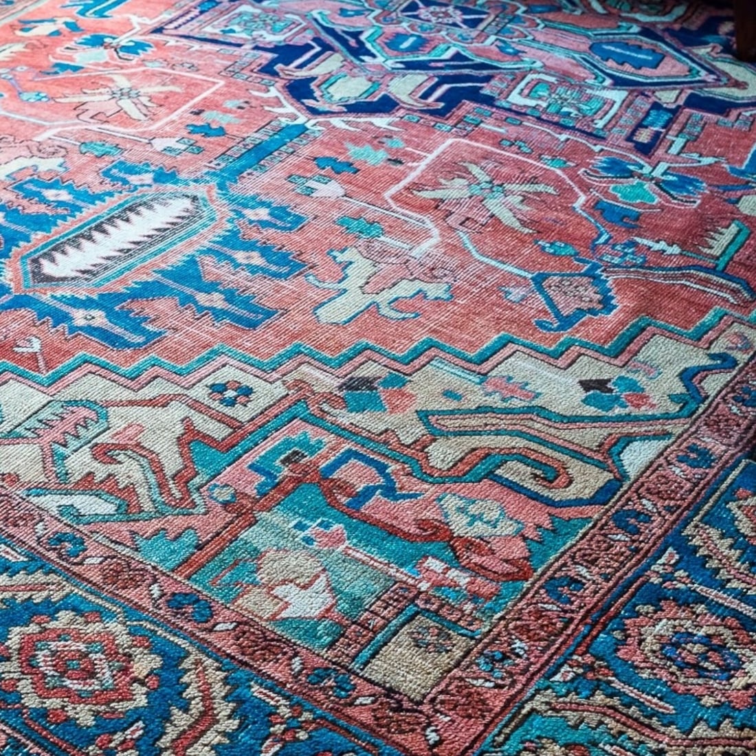 Red, Blue & Pink Patterned Rug (1 of 3)