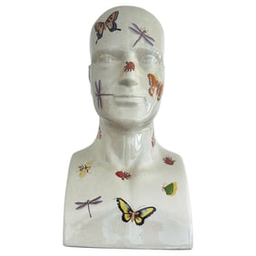 Ceramic Bust with Butterflies