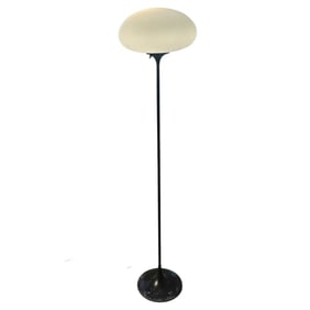 Mid-Century Modern Floor Lamp with White Oval Dome